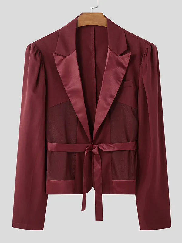 Mens Sheer Mesh Panel Long-Sleeve Blazer SKUK94716 sold by Incerunmen product image thumbnail 4