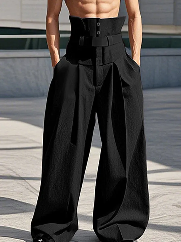 Mens Solid Color Loose Wide-Leg Pant SKUK93664 sold by Incerunmen