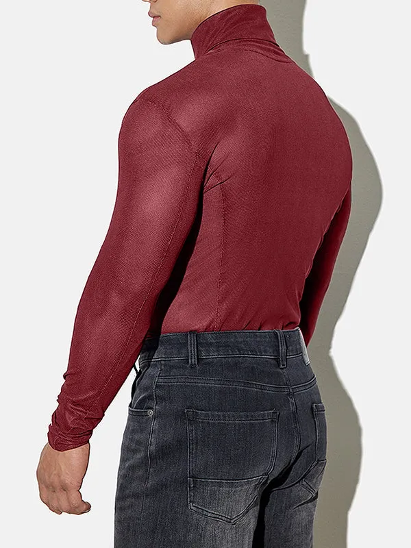 Mens Sheer Mesh Turtleneck Long-Sleeve T-Shirt SKUK93679 sold by Incerunmen product image thumbnail 4