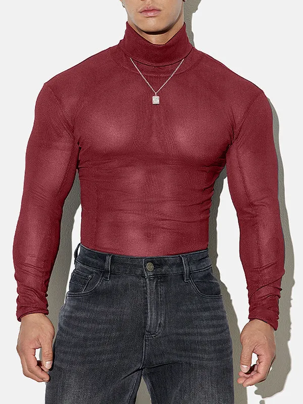 Mens Sheer Mesh Turtleneck Long-Sleeve T-Shirt SKUK93679 sold by Incerunmen product image thumbnail 3