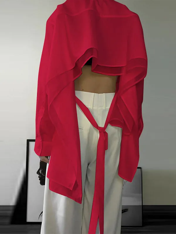 Mens Backless Cropped Long-Sleeve Shirt SKUK93190 sold by Incerunmen