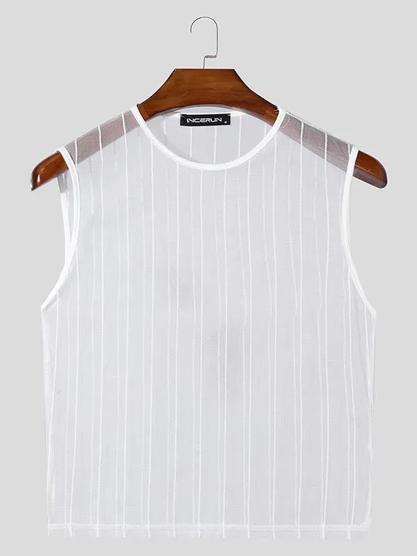 Mens Sheer Mesh Striped Tank SKUK94741 sold by Incerunmen product image thumbnail 5