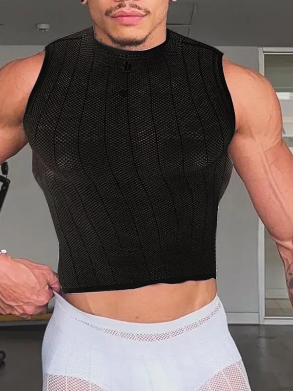 Mens Sheer Mesh Striped Tank SKUK94741 sold by Incerunmen product image thumbnail 3