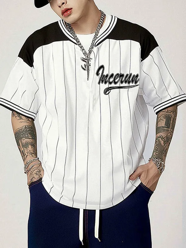 Mens Striped Color-Block Long-Sleeve Shirt SKUK90295 sold by Incerunmen