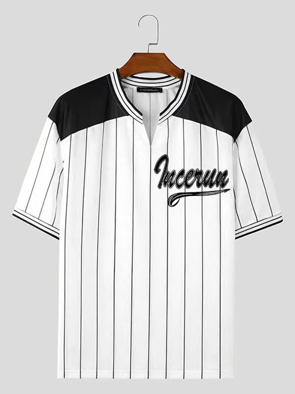 Mens Striped Color-Block Long-Sleeve Shirt SKUK90295 sold by Incerunmen product image thumbnail 4