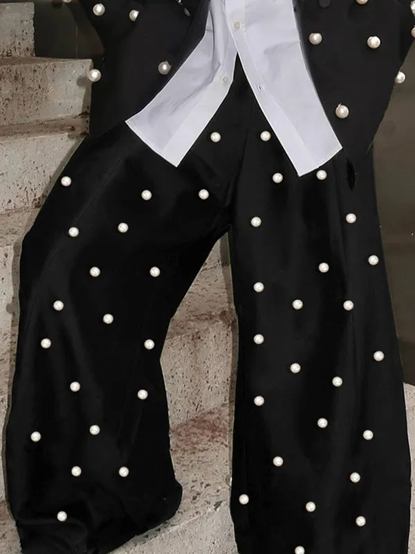Mens Solid Color Pearl Embellished Pant SKUK91848 sold by Incerunmen product image thumbnail 2
