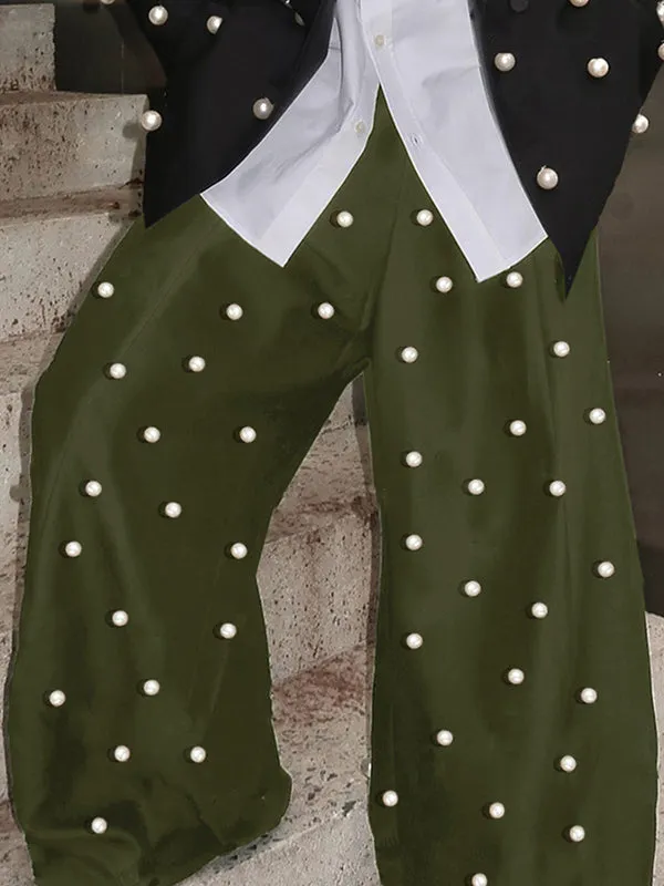 Mens Solid Color Pearl Embellished Pant SKUK91848 sold by Incerunmen product image thumbnail 3