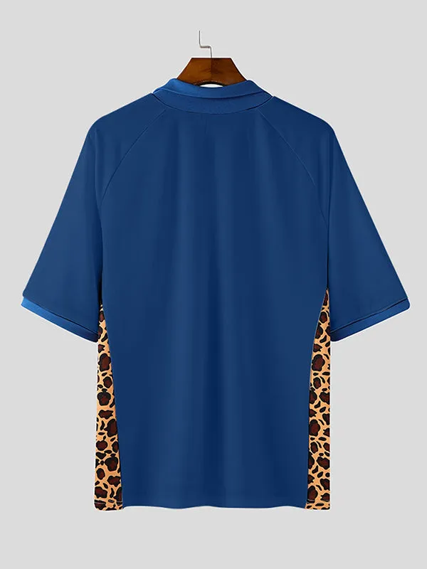 Mens Leopard Print Patchwork Short-Sleeve T-Shirt SKUK89231 sold by Incerunmen product image thumbnail 5