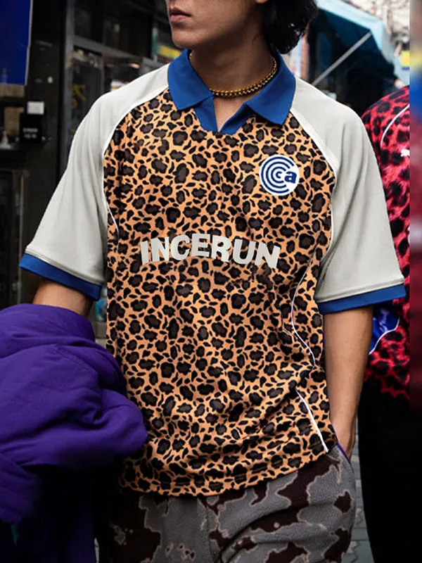 Mens Leopard Print Patchwork Short-Sleeve T-Shirt SKUK89231 sold by Incerunmen product image thumbnail 2