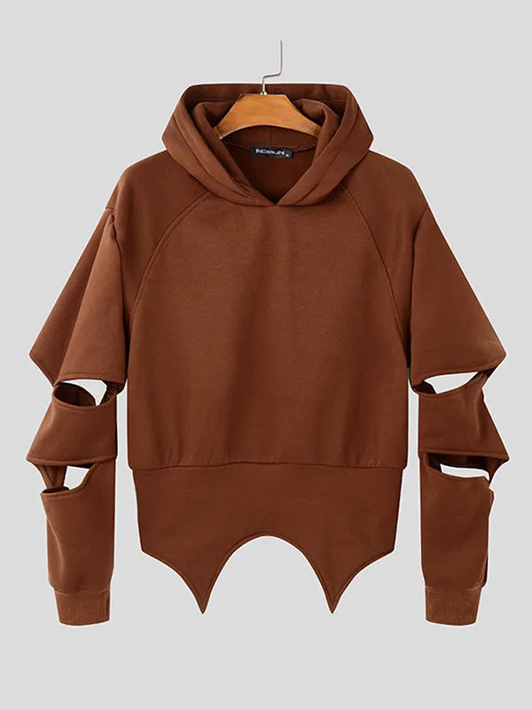 Mens Deconstructed Cropped Long-Sleeve Hoodie SKUK88245 sold by Incerunmen product image thumbnail 4