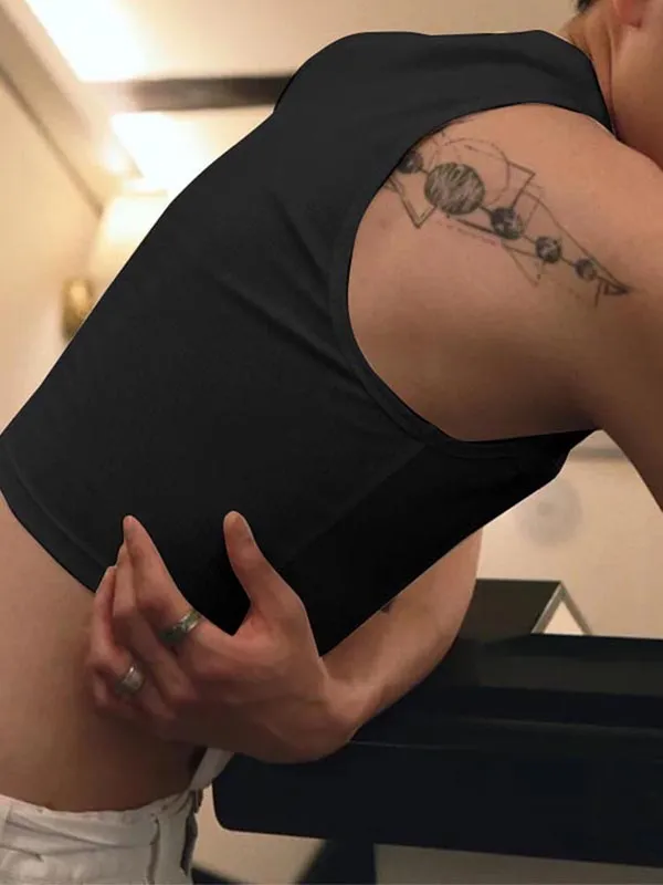 Mens Solid Color Waist-Cinching Tank SKUK91685 sold by Incerunmen product image thumbnail 2