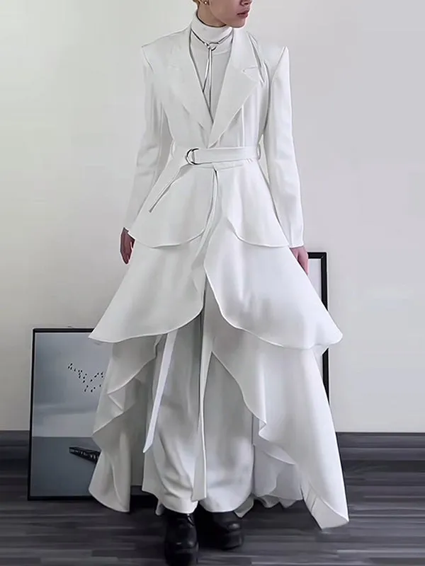 Mens Ruffle Pleated Hem Long-Sleeve Blazer SKUK92833 sold by Incerunmen