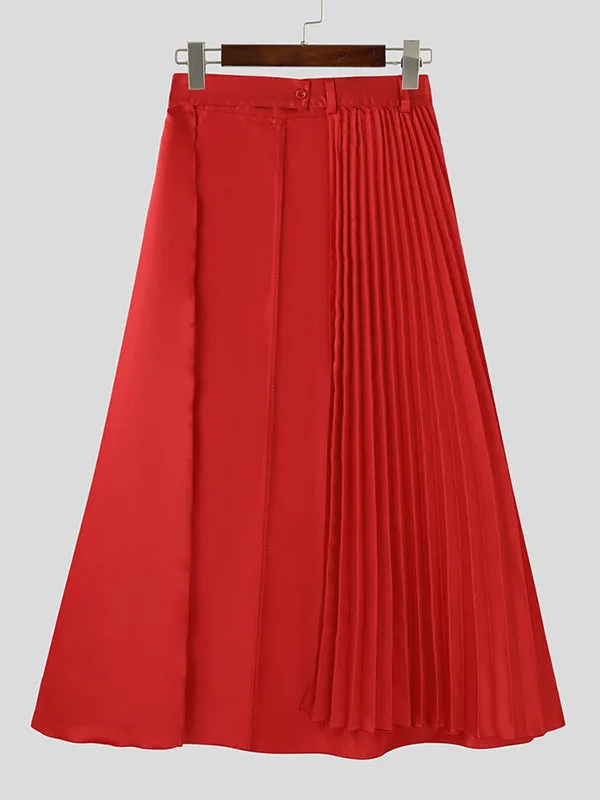 Mens Elegant Pleated Long Midi Skirt SKUK90363 sold by Incerunmen