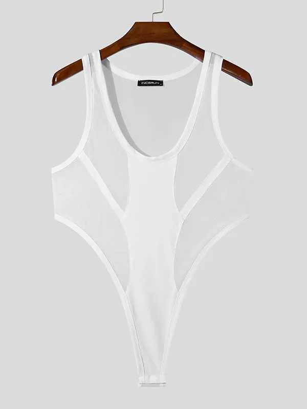 Mens Sheer Mesh Panel Sleeveless Bodysuit SKUK85530 sold by Incerunmen product image thumbnail 4