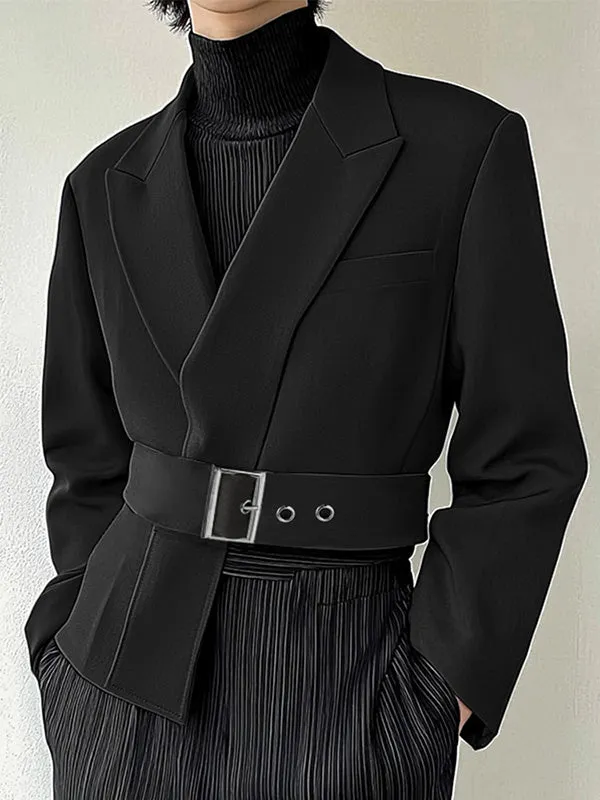 Mens Solid Color Cropped Long-Sleeve Blazer SKUK89174 sold by Incerunmen