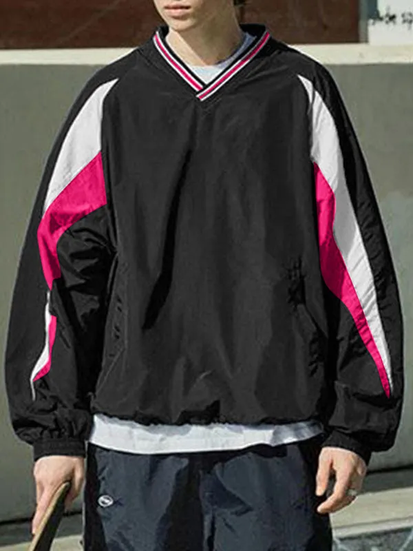 Mens Color-Block Panel Long-Sleeve T-Shirt SKUK89239 sold by Incerunmen