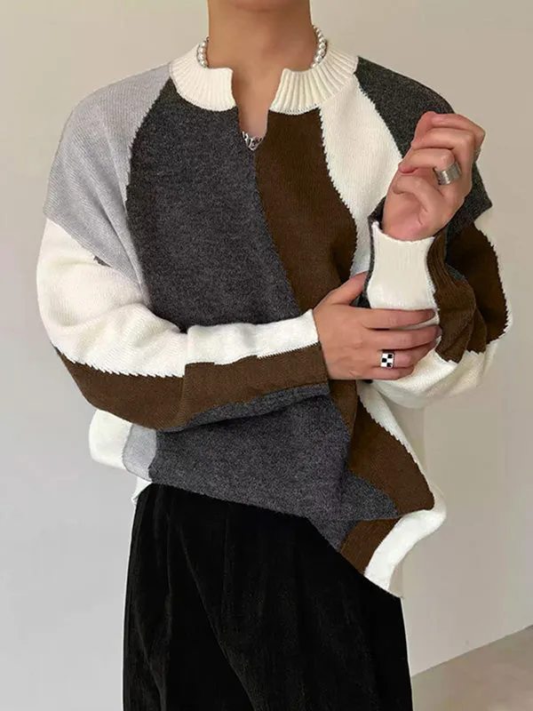 Mens Color-Block Long-Sleeve Pullover T-Shirt SKUK88178 sold by Incerunmen product image thumbnail 3