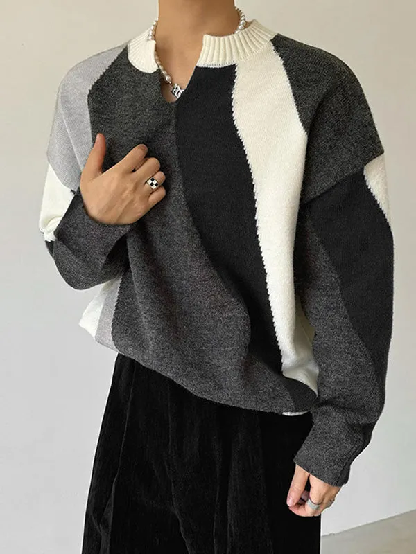 Mens Color-Block Long-Sleeve Pullover T-Shirt SKUK88178 sold by Incerunmen product image thumbnail 2