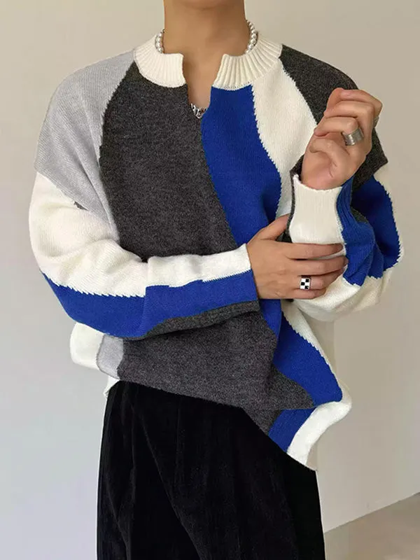 Mens Color-Block Long-Sleeve Pullover T-Shirt SKUK88178 sold by Incerunmen product image thumbnail 5