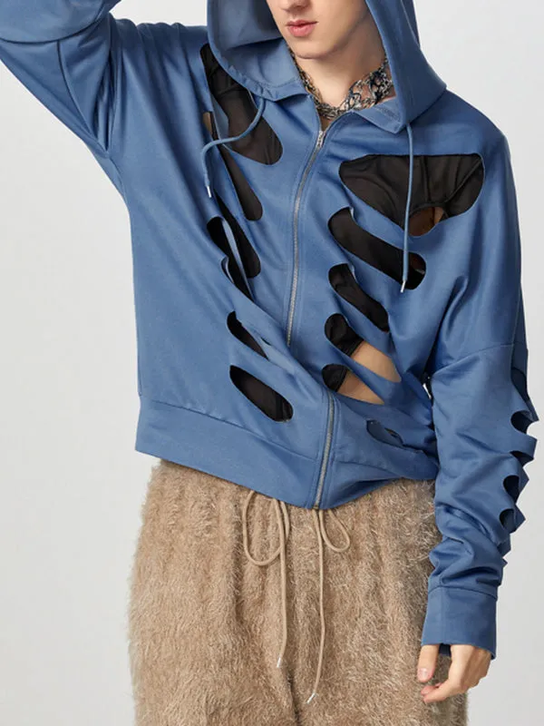 Mens Hollow-Out Long-Sleeve Zipper Hoodie SKUK88044 sold by Incerunmen product image thumbnail 3