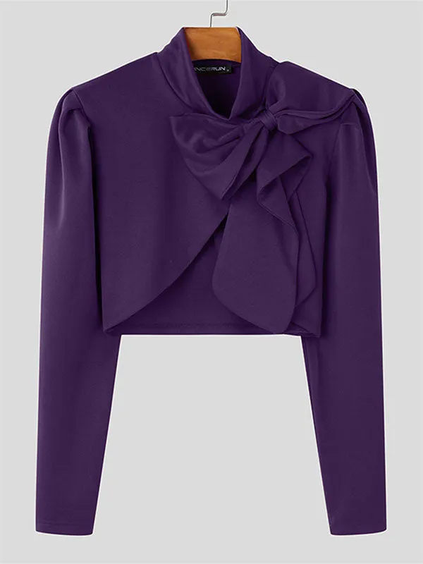 Mens 3D Bow Tie Cropped Long-Sleeve T-Shirt SKUK85372 sold by Incerunmen product image thumbnail 2