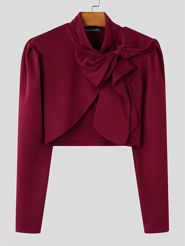 Mens 3D Bow Tie Cropped Long-Sleeve T-Shirt SKUK85372 sold by Incerunmen product image thumbnail 3