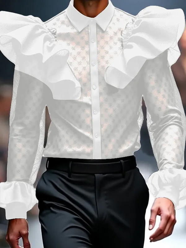 Mens Lace Sheer Long-Sleeve Shirt SKUK88249 sold by Incerunmen product image thumbnail 4