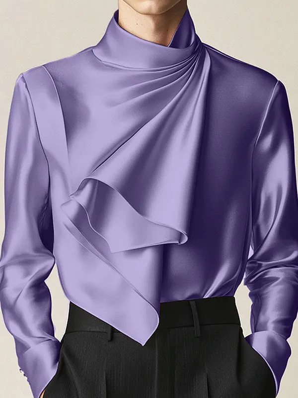 Mens Solid Color Asymmetrical Long-Sleeve T-Shirt SKUK89124 sold by Incerunmen product image thumbnail 3