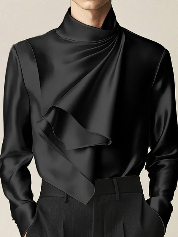 Mens Solid Color Asymmetrical Long-Sleeve T-Shirt SKUK89124 sold by Incerunmen