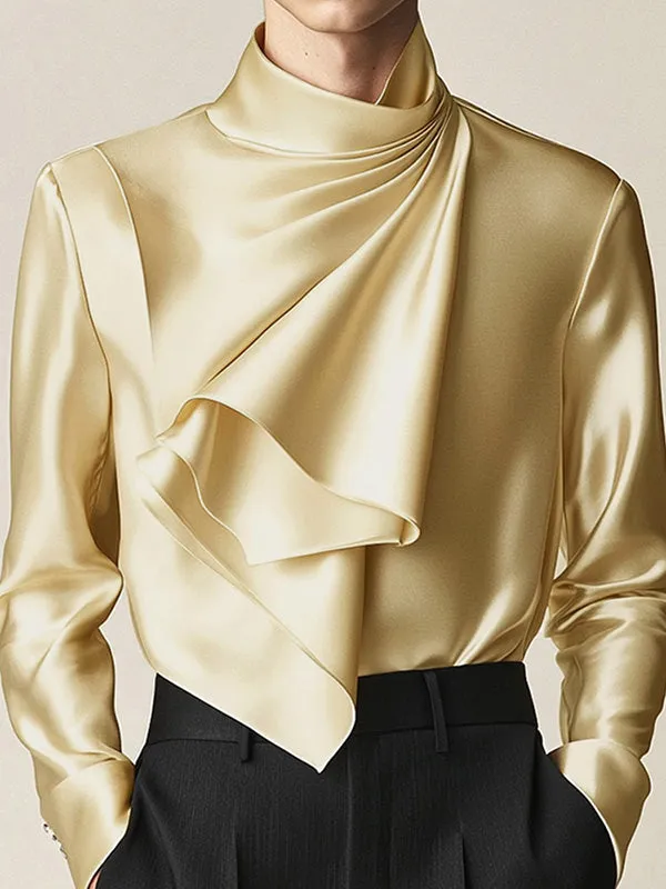 Mens Solid Color Asymmetrical Long-Sleeve T-Shirt SKUK89124 sold by Incerunmen product image thumbnail 2