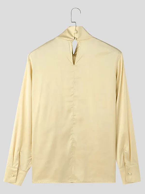 Mens Solid Color Asymmetrical Long-Sleeve T-Shirt SKUK89124 sold by Incerunmen product image thumbnail 5