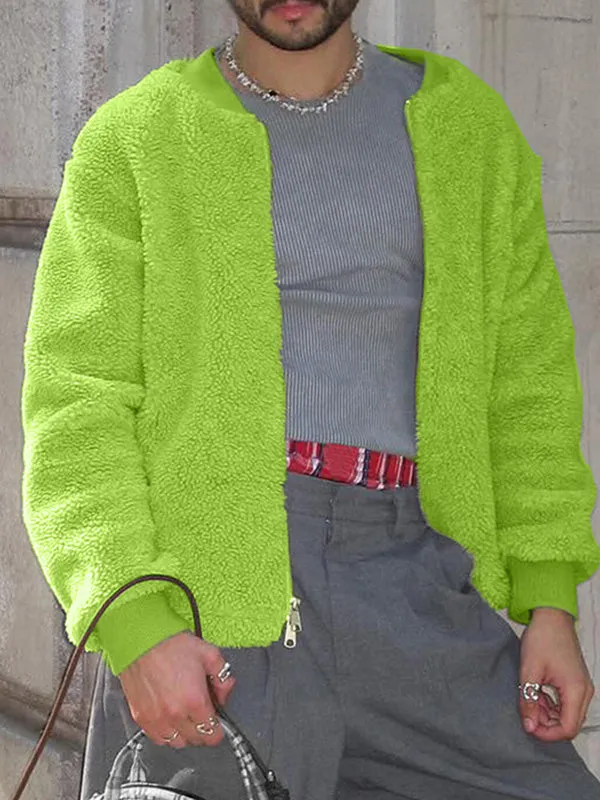 Mens Solid Color Textured Long-Sleeve Jacket SKUK89206 sold by Incerunmen