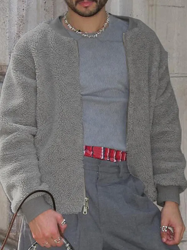 Mens Solid Color Textured Long-Sleeve Jacket SKUK89206 sold by Incerunmen product image thumbnail 5