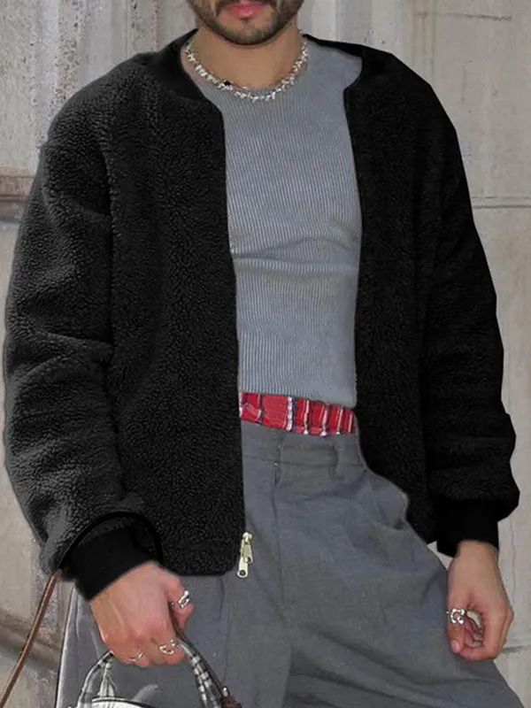 Mens Solid Color Textured Long-Sleeve Jacket SKUK89206 sold by Incerunmen product image thumbnail 3