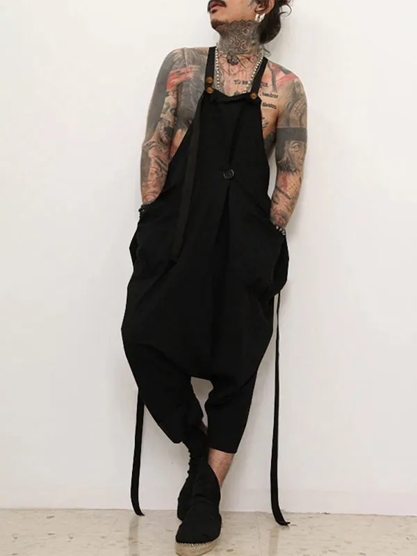 Mens Loose Wide-Leg Sleeveless Overall SKUK88160 sold by Incerunmen
