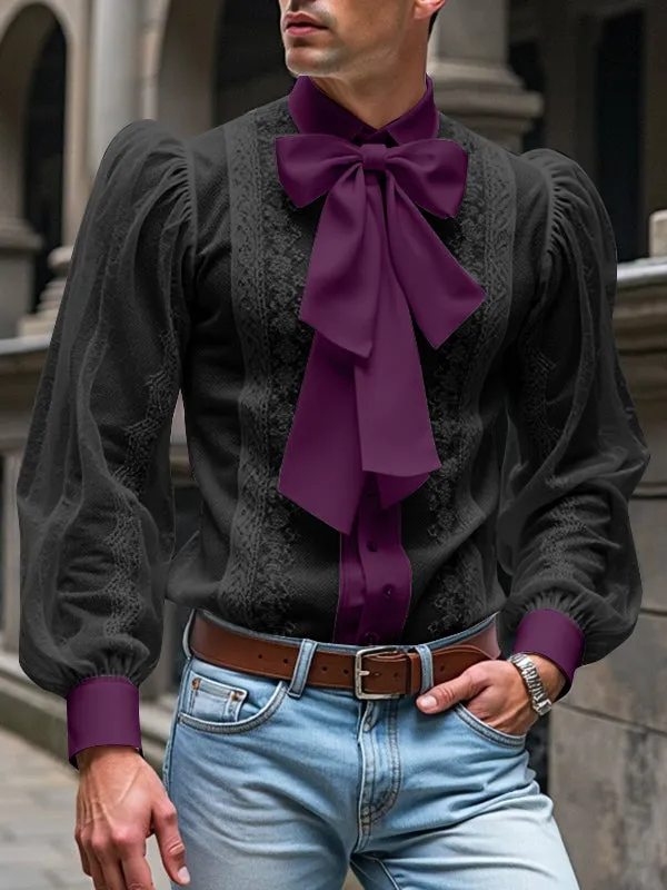 Mens Lace Panel Sheer Long-Sleeve Shirt SKUK86891 sold by Incerunmen product image thumbnail 4