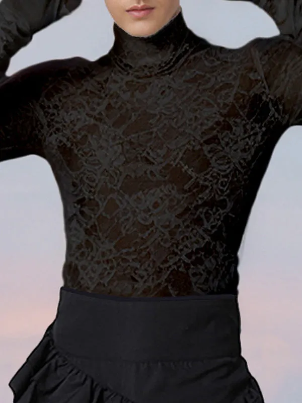 Mens Lace Sheer Long-Sleeve T-Shirt SKUK85602 sold by Incerunmen
