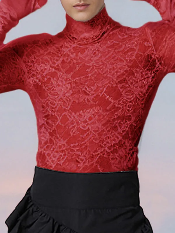 Mens Lace Sheer Long-Sleeve T-Shirt SKUK85602 sold by Incerunmen product image thumbnail 3