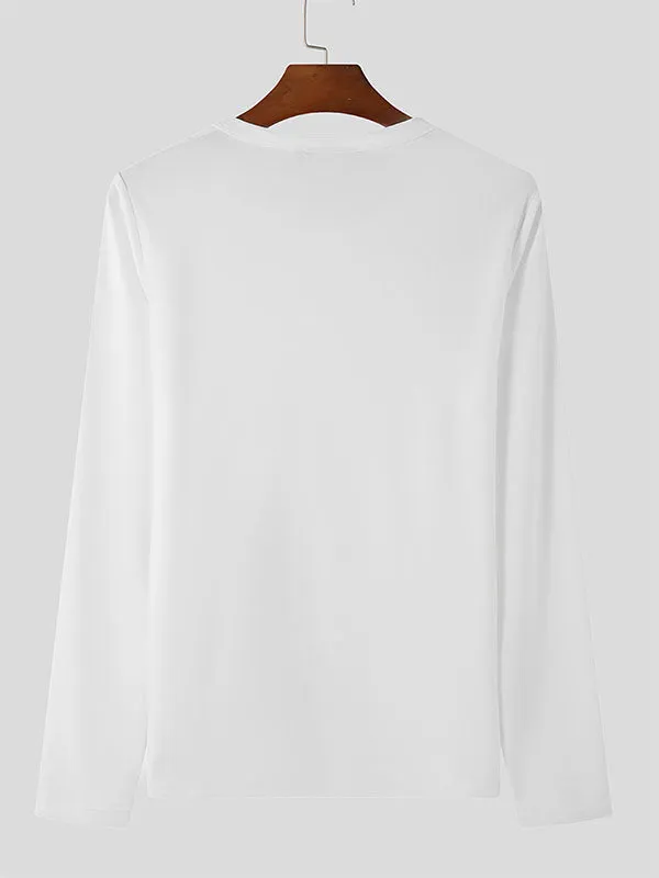 Mens Solid Color Fitted Long-Sleeve T-Shirt SKUK78470 sold by Incerunmen product image thumbnail 5