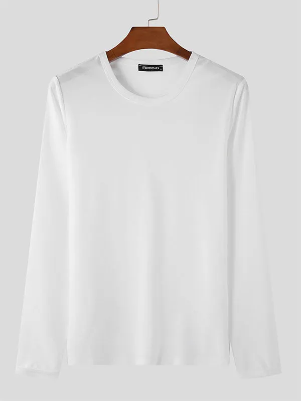 Mens Solid Color Fitted Long-Sleeve T-Shirt SKUK78470 sold by Incerunmen product image thumbnail 4