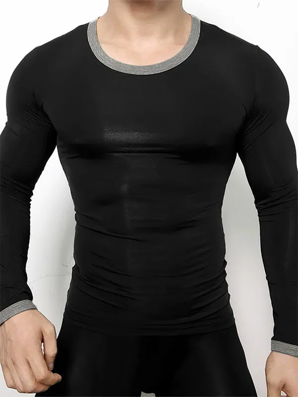 Mens Solid Color Fitted Long-Sleeve T-Shirt SKUK78470 sold by Incerunmen product image thumbnail 2