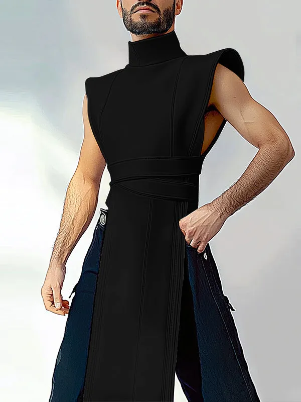 Mens Solid Color Asymmetrical Hem Sleeveless Tank SKUK90469 sold by Incerunmen product image thumbnail 2