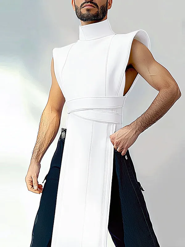 Mens Solid Color Asymmetrical Hem Sleeveless Tank SKUK90469 sold by Incerunmen