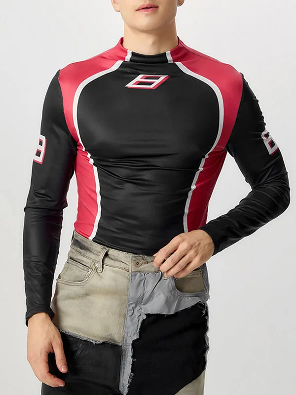 Mens Slim-Fit Contrast Long-Sleeve Bodysuit SKUK81206 sold by Incerunmen