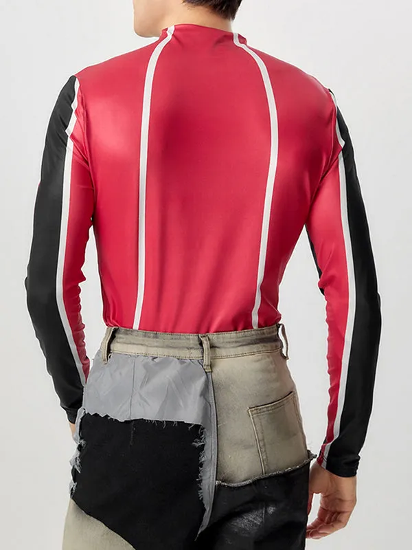Mens Slim-Fit Contrast Long-Sleeve Bodysuit SKUK81206 sold by Incerunmen product image thumbnail 2