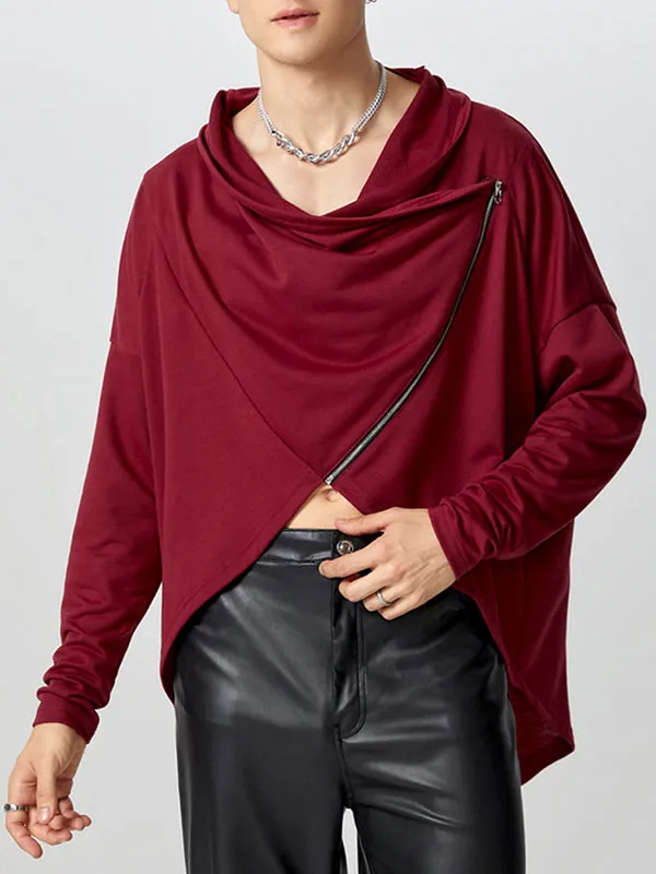 Mens Zip Detail Draped Neck Long-Sleeve T-Shirt SKUK85848 sold by Incerunmen product image thumbnail 5