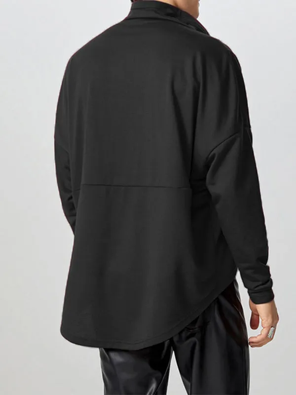 Mens Zip Detail Draped Neck Long-Sleeve T-Shirt SKUK85848 sold by Incerunmen product image thumbnail 2