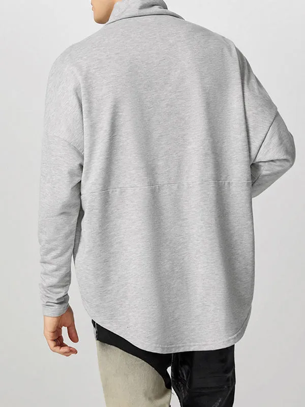 Mens Zip Detail Draped Neck Long-Sleeve T-Shirt SKUK85848 sold by Incerunmen product image thumbnail 4
