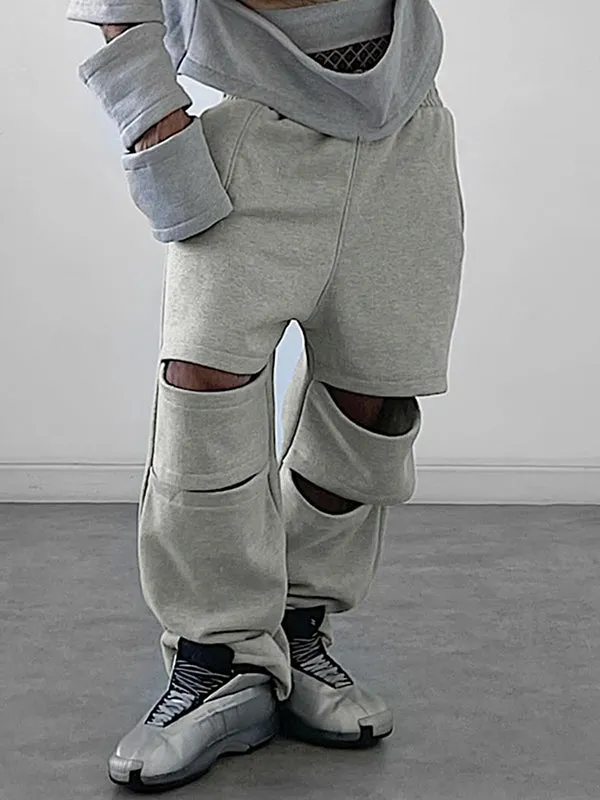 Mens Solid Color Hollow-Out Pant SKUK89214 sold by Incerunmen product image thumbnail 3