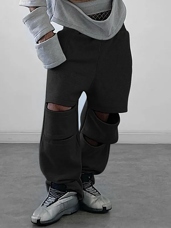 Mens Solid Color Hollow-Out Pant SKUK89214 sold by Incerunmen